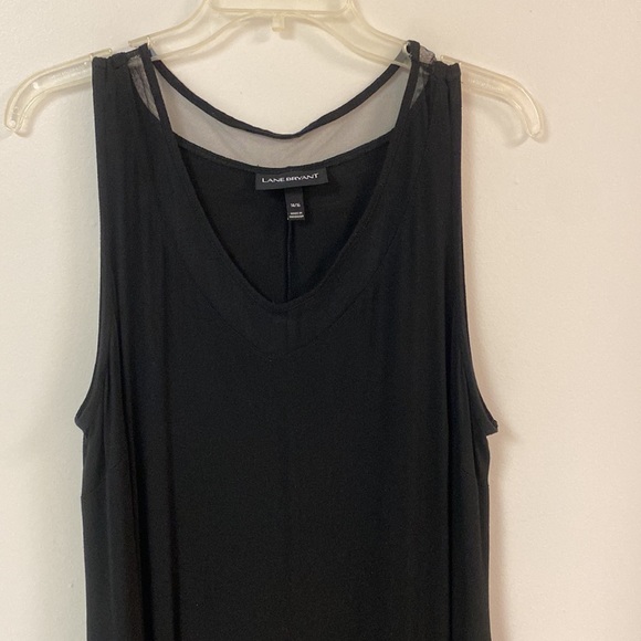 Lane Bryant Black Sleeveless Mesh Panel Maxi Dress with Pockets! - Picture 2 of 7